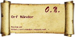 Orf Nándor névjegykártya